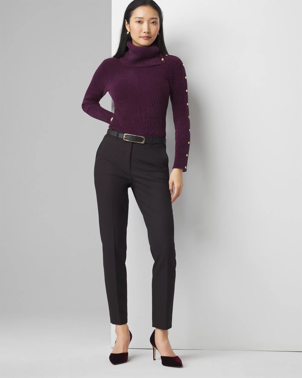 WHBM® Elle Slim Ankle Jacquard Pant | White House Black Market